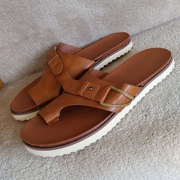 Flat Slipper Wedge Strap Rope Sandal M Brown - Picture 1 of 14